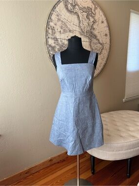 Theory Chambray Blue Square Neck A-Line Dress